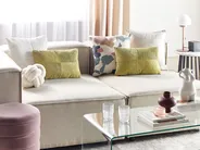 Lot de 2 coussins décoratifs MILLET 30 x 50 cm Velours côtelé Vert olive Motif géométrique_854705