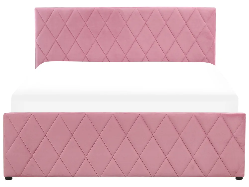 Bett mit Stauraum ROCHEFORT Samtstoff Rosa 140 x 200 cm_857419