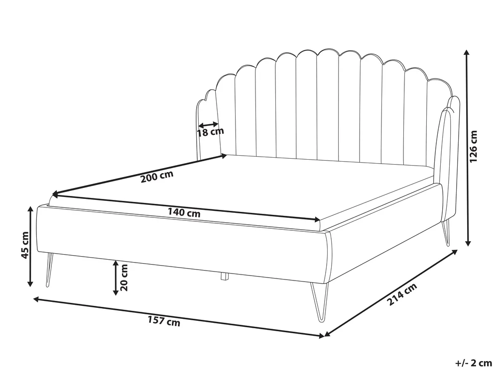 Bett mit Lattenrost Samtstoff AMBILLOU 140 x 200 cm Hellbeige_857629