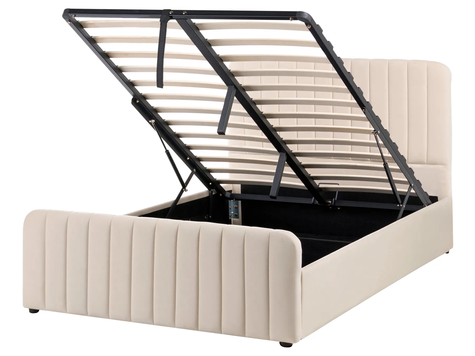 Ottoman Bed LUNAN Velvet Beige 120 x 200 cm (EU Small Double)_1051354