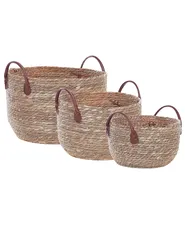Aufbewahrungskorb 3er Set SAYJAR Seegras Naturfarben_849656