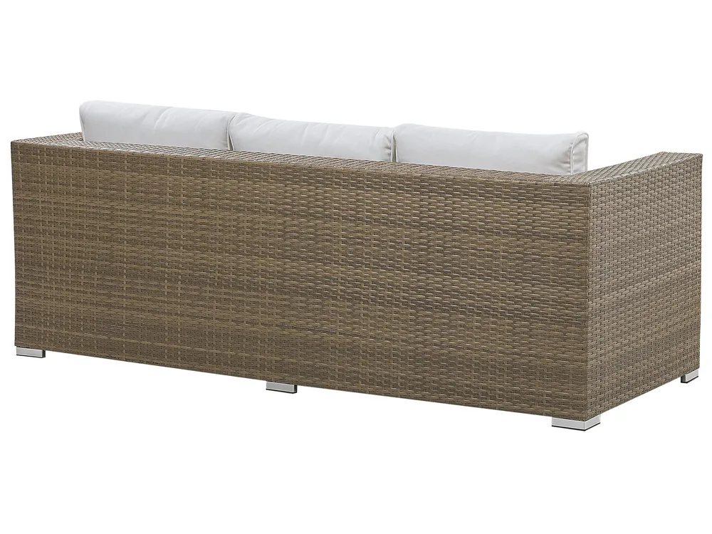 Garden Lounge Set with Table and Ottoman 5 Seater BELLUNO PE Rattan White_777216