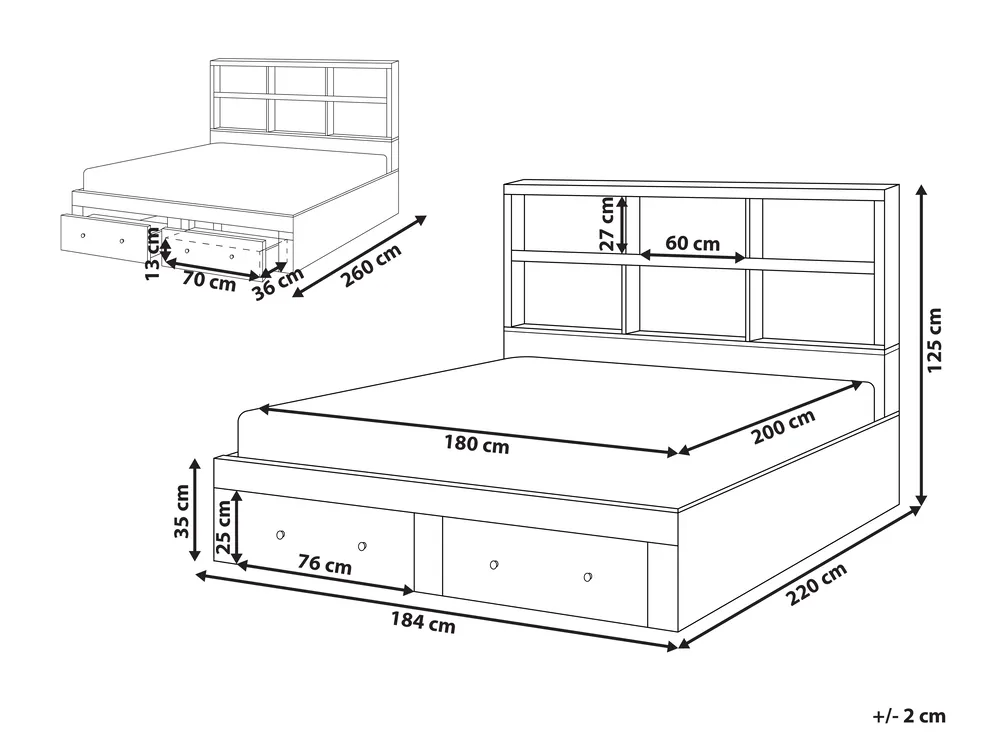 Bett mit Schubladen TARARE Weiß 180 x 200 cm_1033186