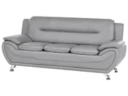 Sofa 3 Seater LEIRA Faux Leather Grey_1058654