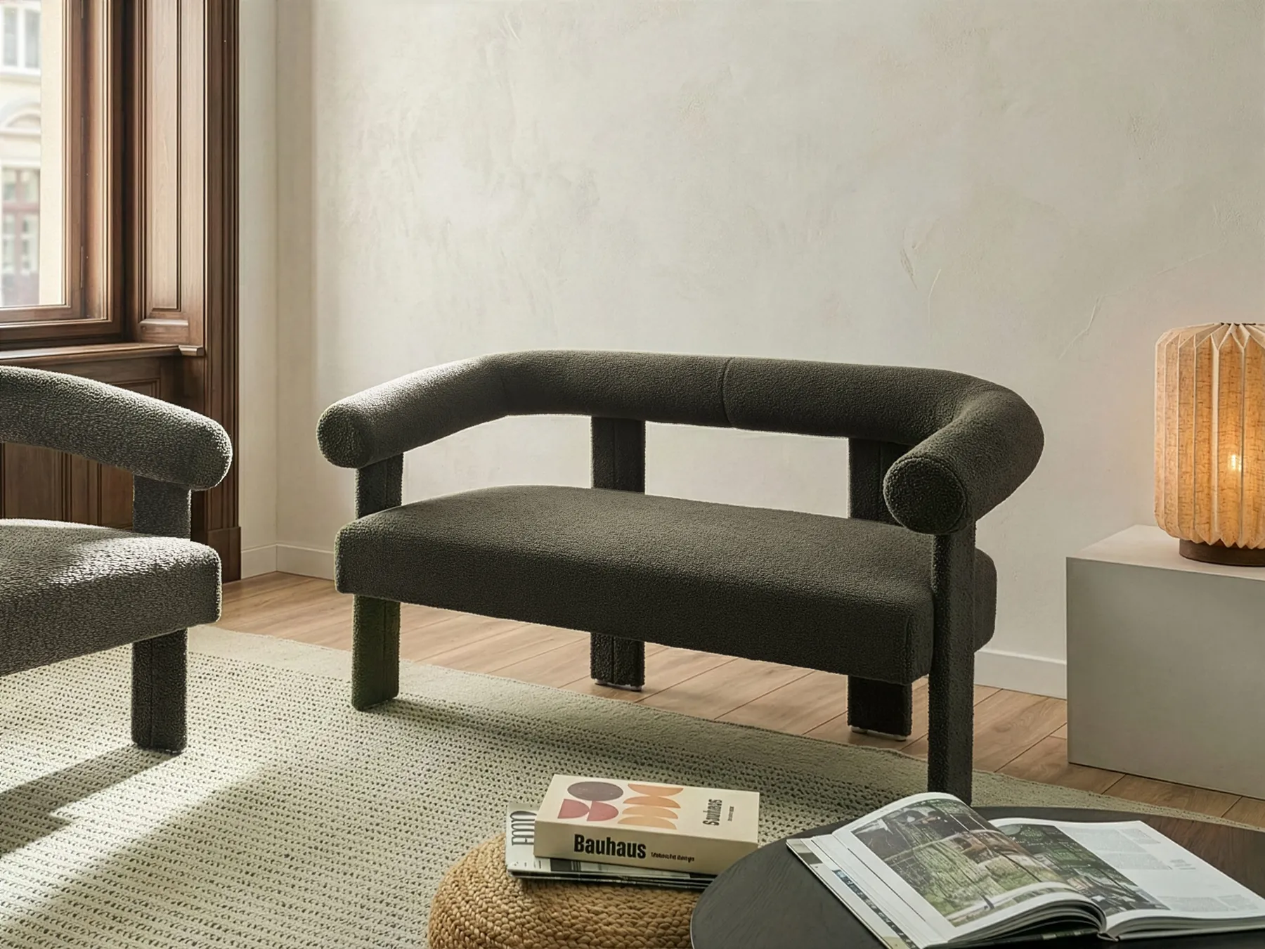 Sofa 2 Seater ILBRO Boucle Dark Green_1059157