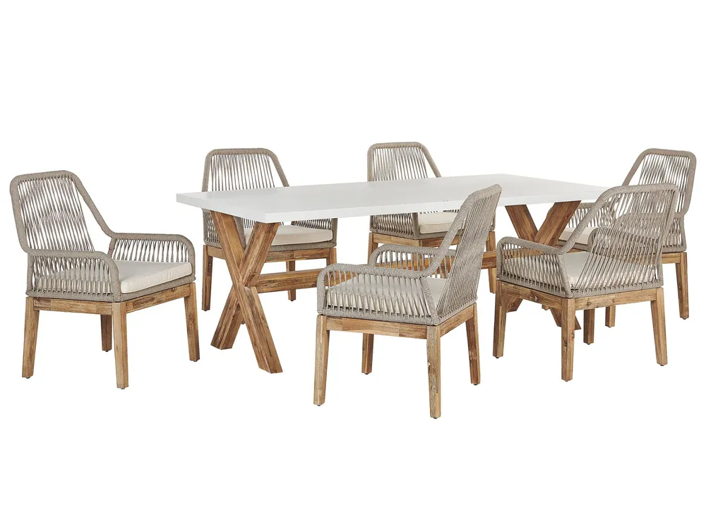Gartenmöbel Set 6-Sitzer OLBIA inkl. Kissen Beige