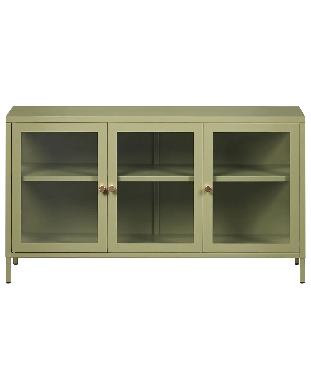 Glass Display Sideboard NEWPORT 115 cm Metal Green_1114940
