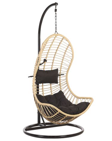 Hanging Chair with Stand PINETO PE Rattan Natural | Beliani.dk