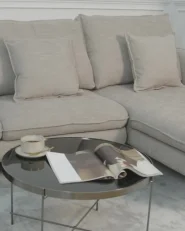 Corner Sofa 3 Seater SERSAN Chenille White Left Hand_887851