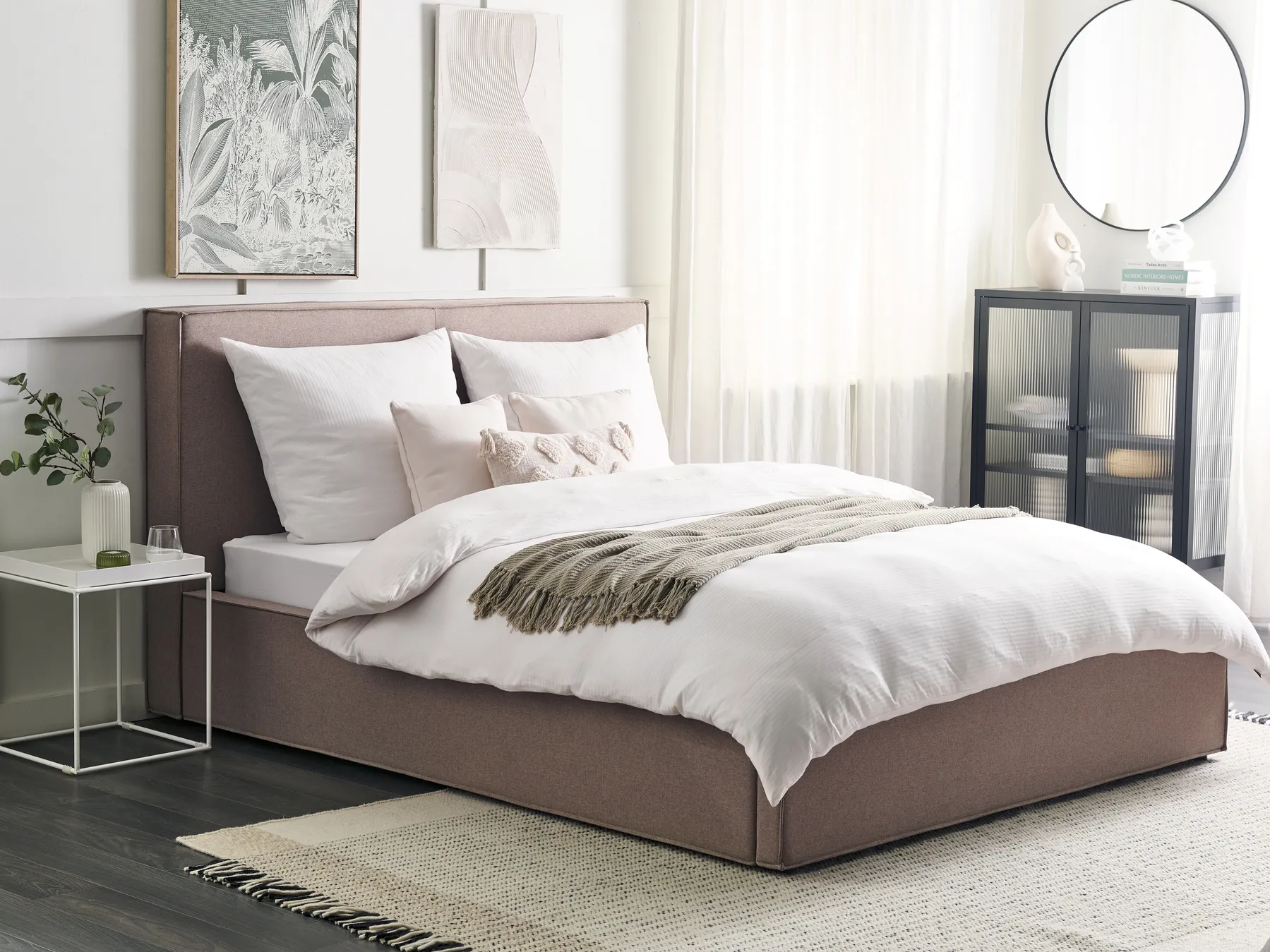 Bett mit Stauraum MOISSAC Stoff Taupe 160 x 200 cm_873920