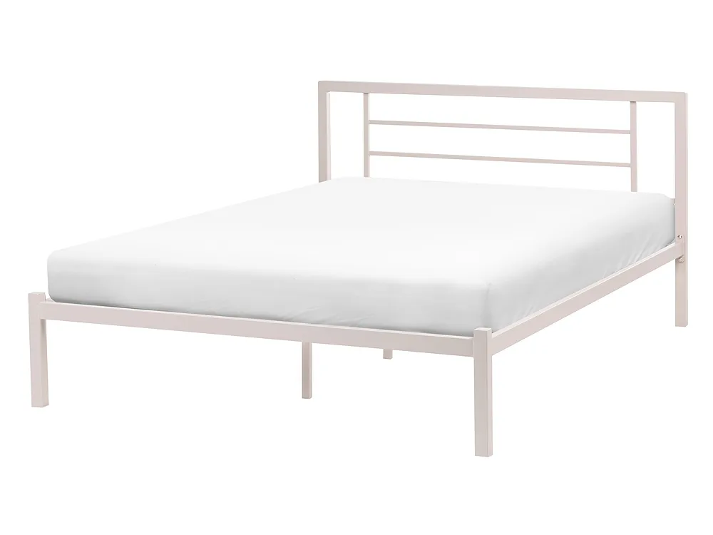 Bett mit Lattenrost Metall CUSSET 140 x 200 cm Hellbeige
