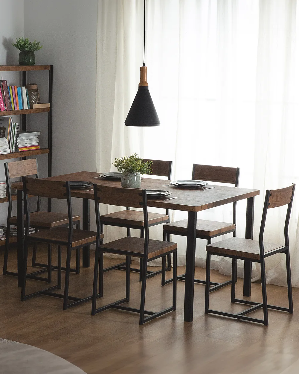 Esszimmerstuhl 6er Set LAREDO Braun / Schwarz