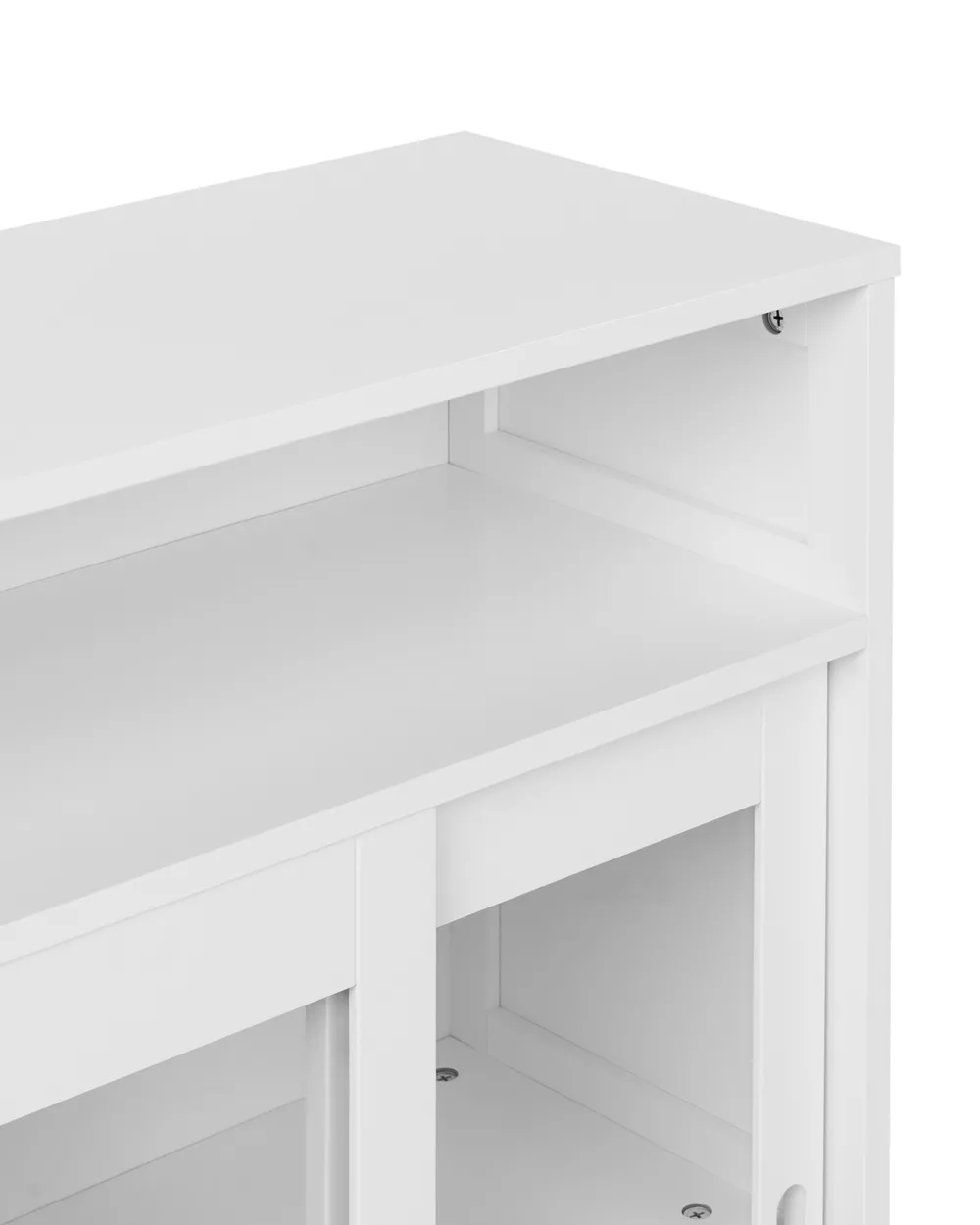 Glass Display Sideboard CRABTREE 86 cm White_996550