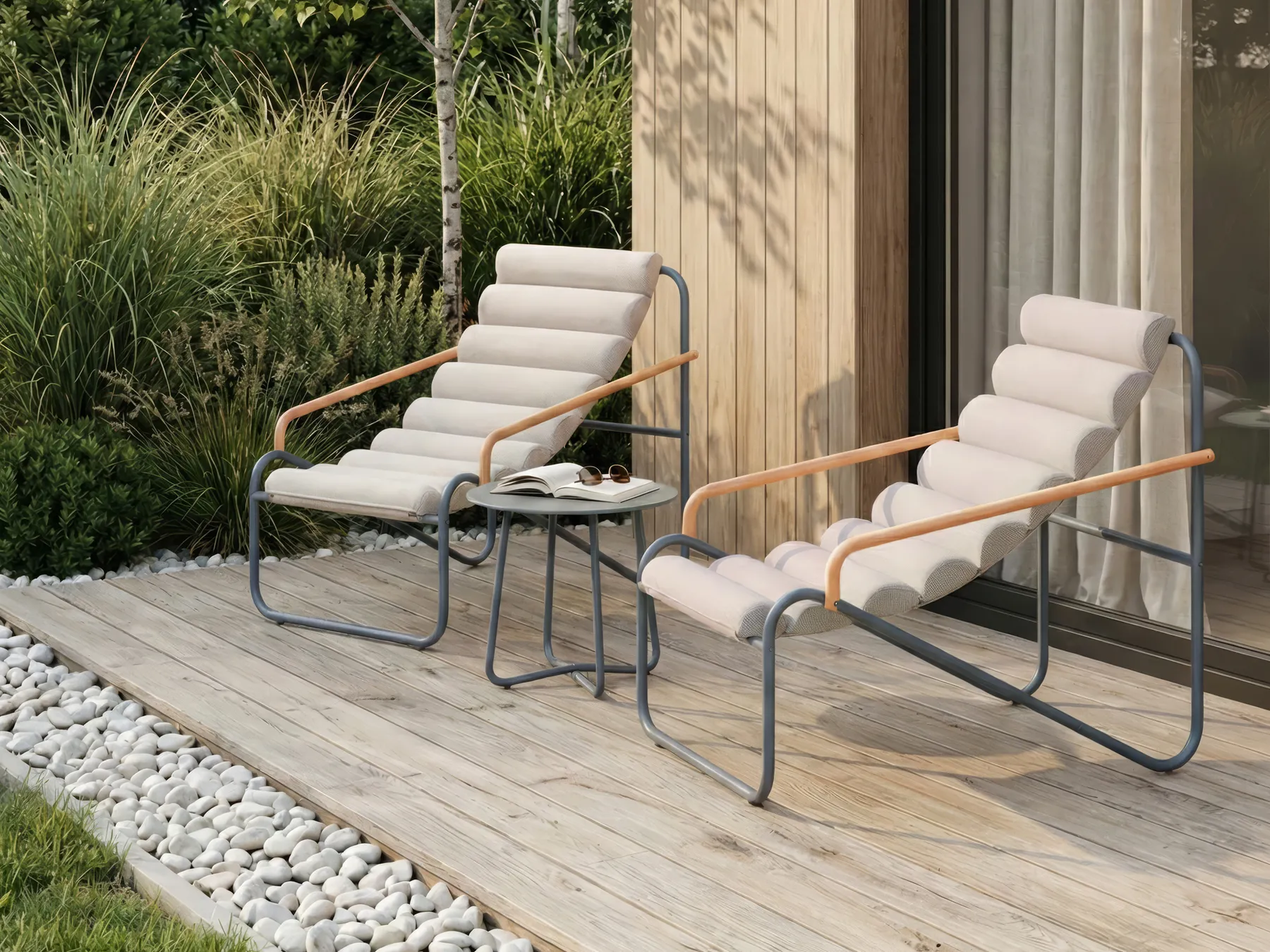 Lounge Set mit Tisch 2-Sitzer PASTO Metall Dunkelgrau_1057478