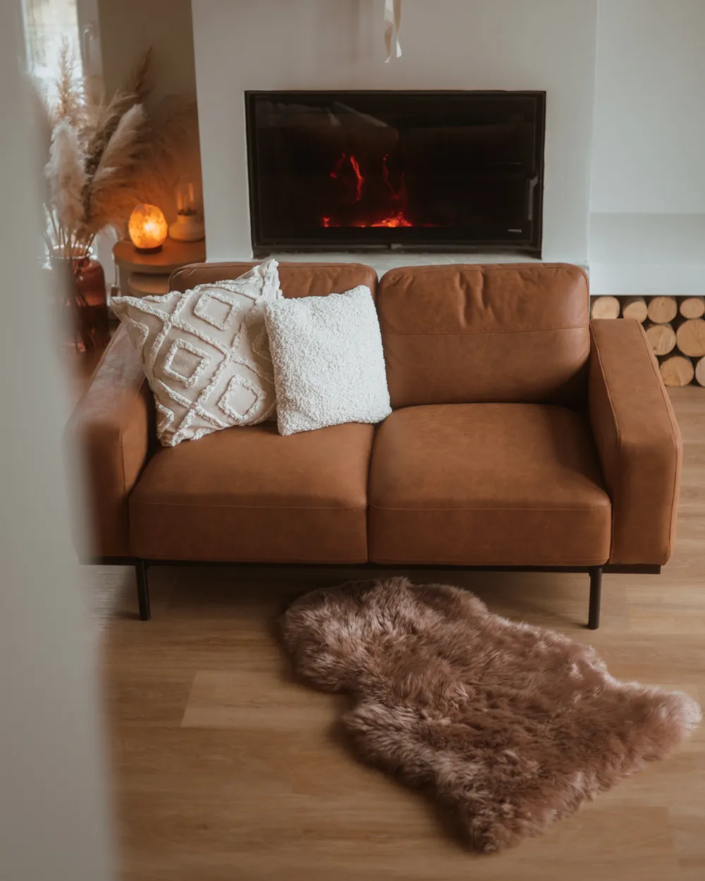 Sheepskin Rug ULURU Light Brown 65 x 110 cm_1039563
