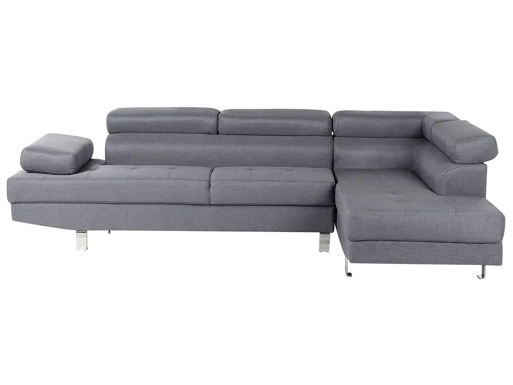 Ecksofa 5-Sitzer NORREA Stoff Grau linksseitig