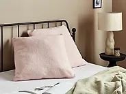 Set of 2 Decorative Cushions LEUZEA 60 x 60 cm Boucle Pastel Pink Solid_1188307