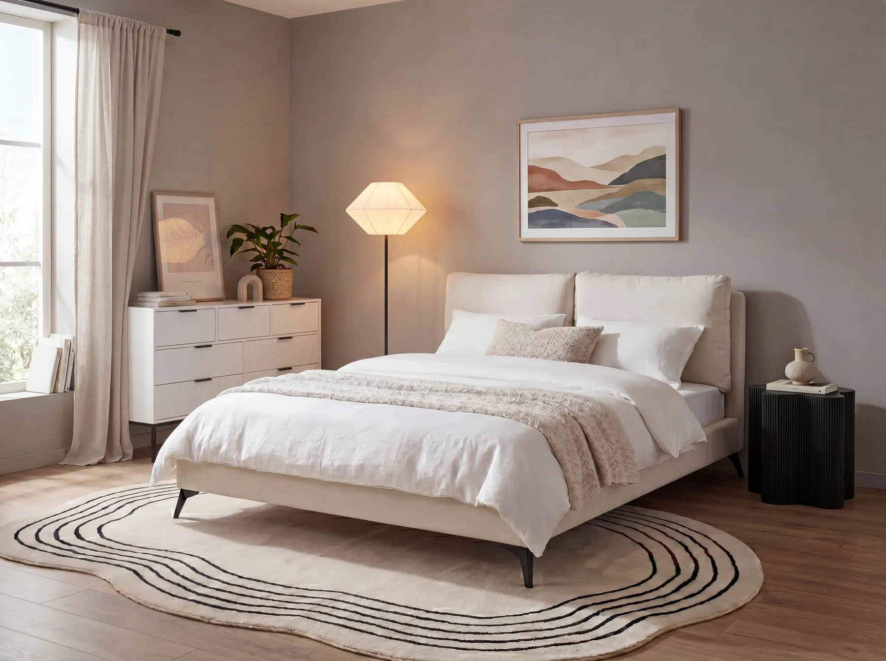 Bett mit Lattenrost Chenillegewebe MELLE 180 x 200 cm Hellbeige_792255