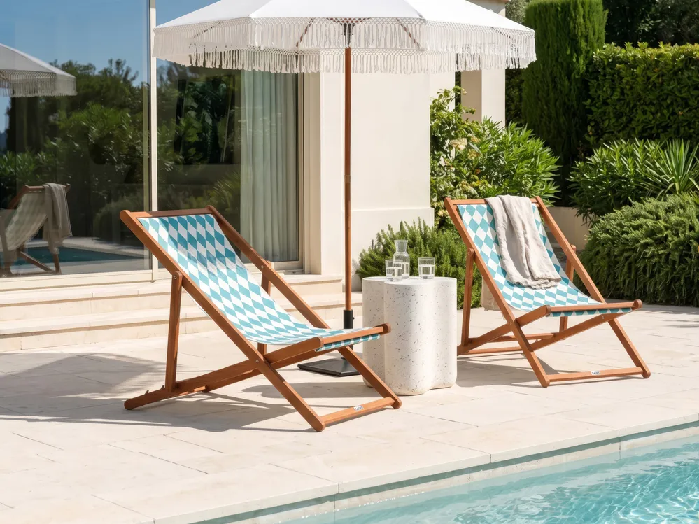 Ersatzstoff für Sonnenliege 2er Set ANZIO/AVELLINO 113 x 44 cm Türkis