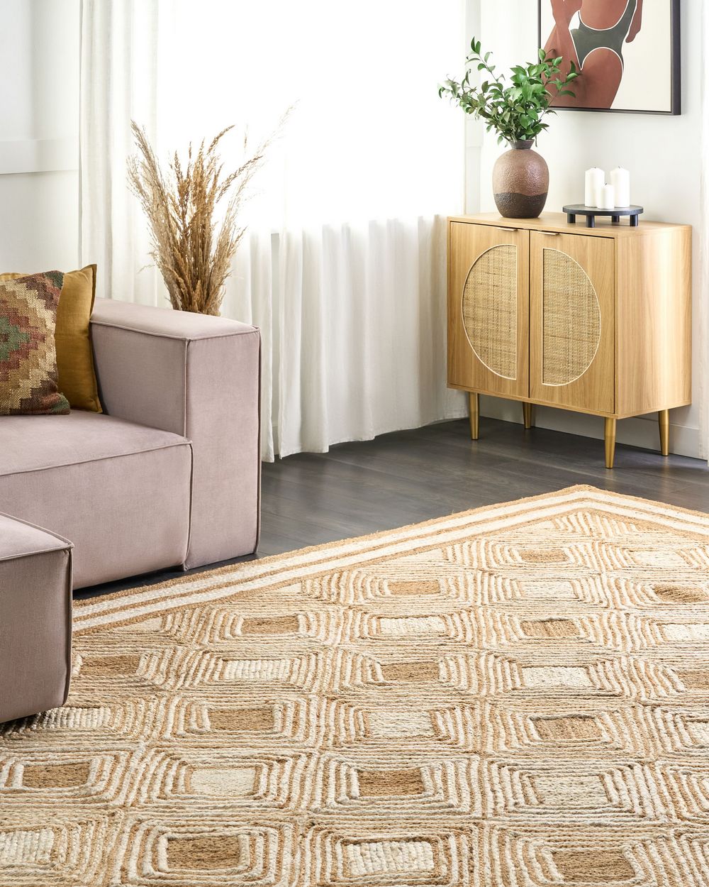 Vloerkleed MENGEN Beige 300 x 400 cm Jute