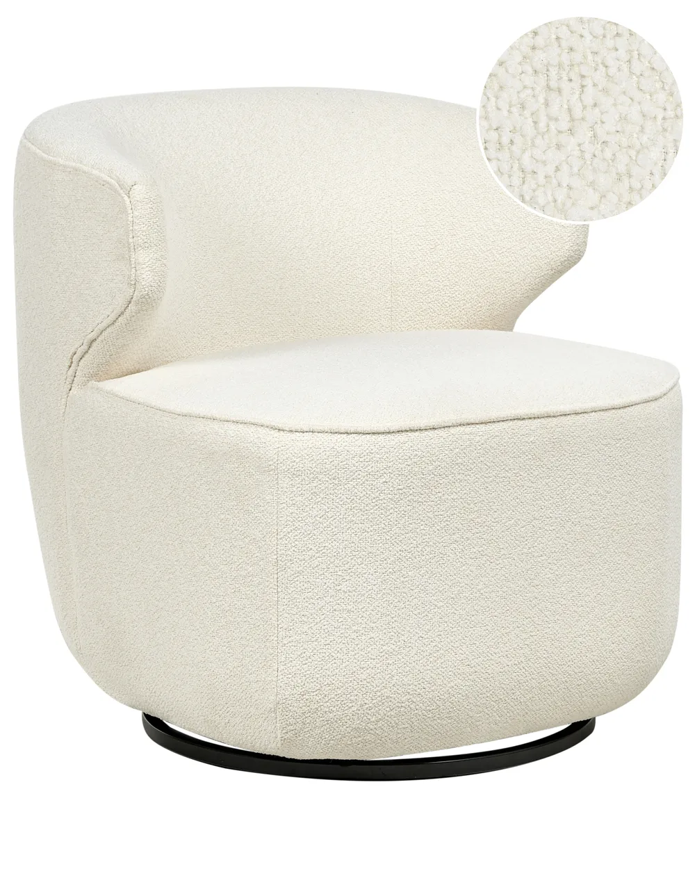 Drehsessel MOLLEBY Bouclé Cremeweiß
