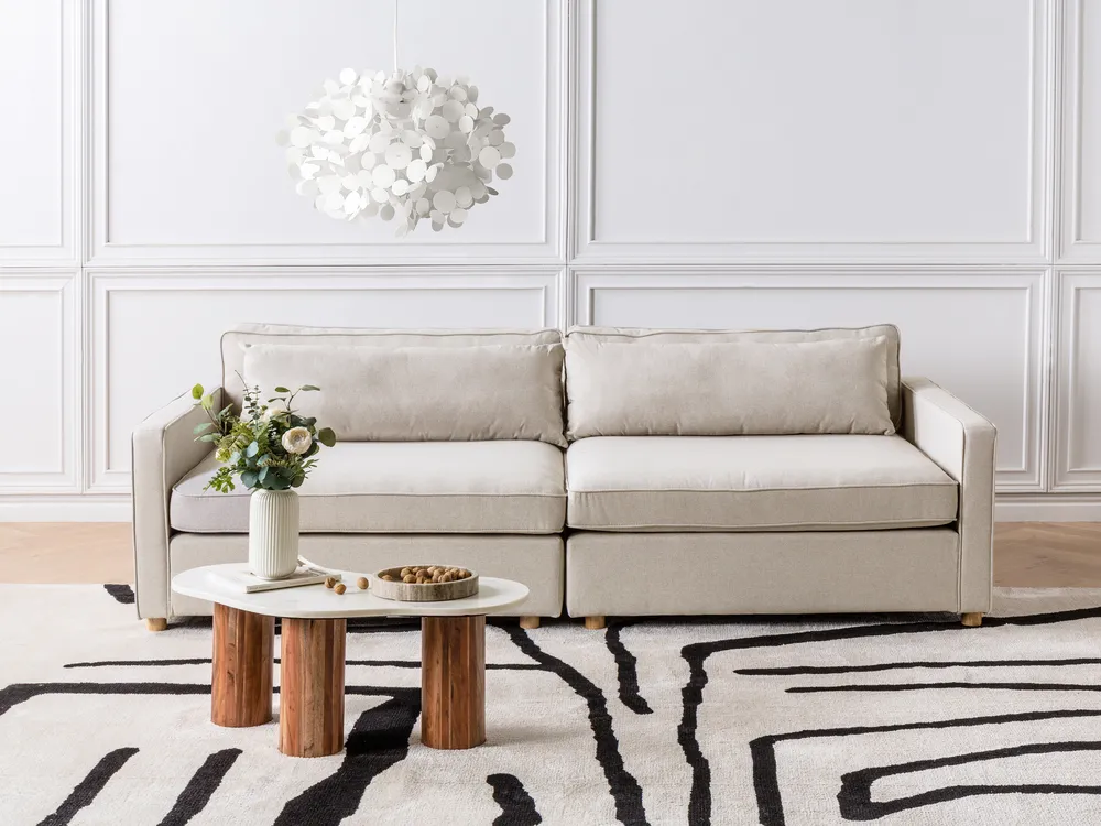 Sofa 3-Sitzer VINSTRA Stoff Hellbeige