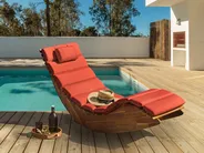 Sun Lounger with Cushion BRESCIA PREMIUM Acacia Wood Red_990693