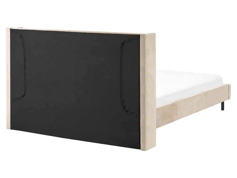 Bed Velvet VILLETTE 160 x 200 cm (EU King Size) Beige_832588