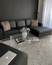Corner Sofa 4 Seater OSLO with Ottoman Leather Black Left Hand_975126