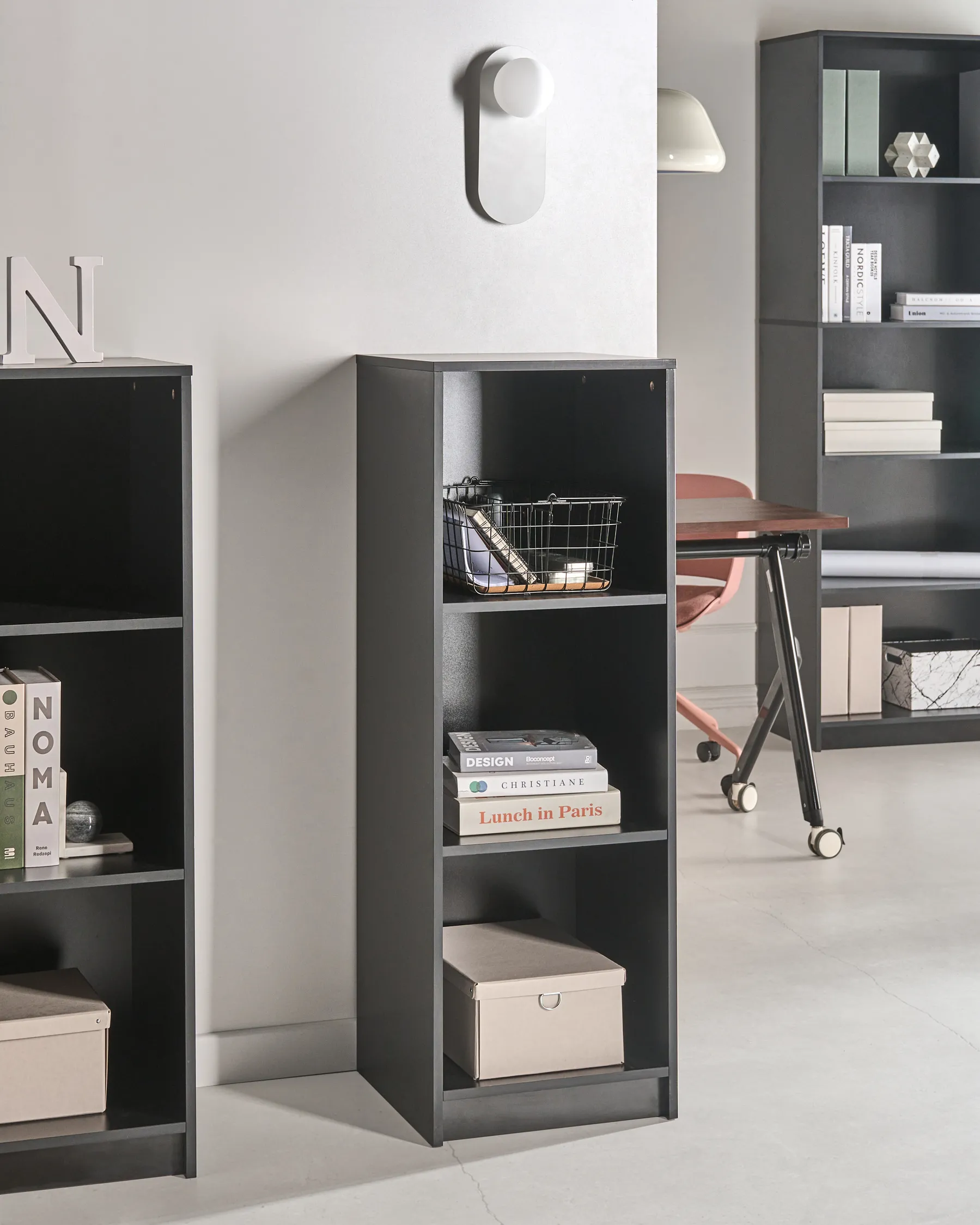 Bücherregal mit 3 Ebenen ZEHNA 117 cm Schwarz_1026523