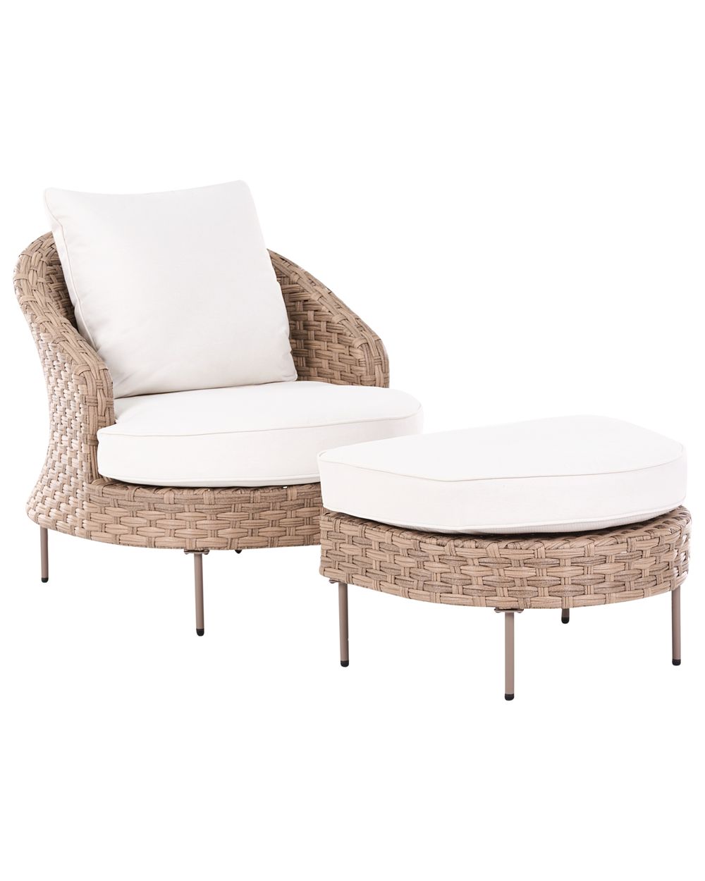 Gartensessel mit Ottomane ARCILLE Polyrattan Braun