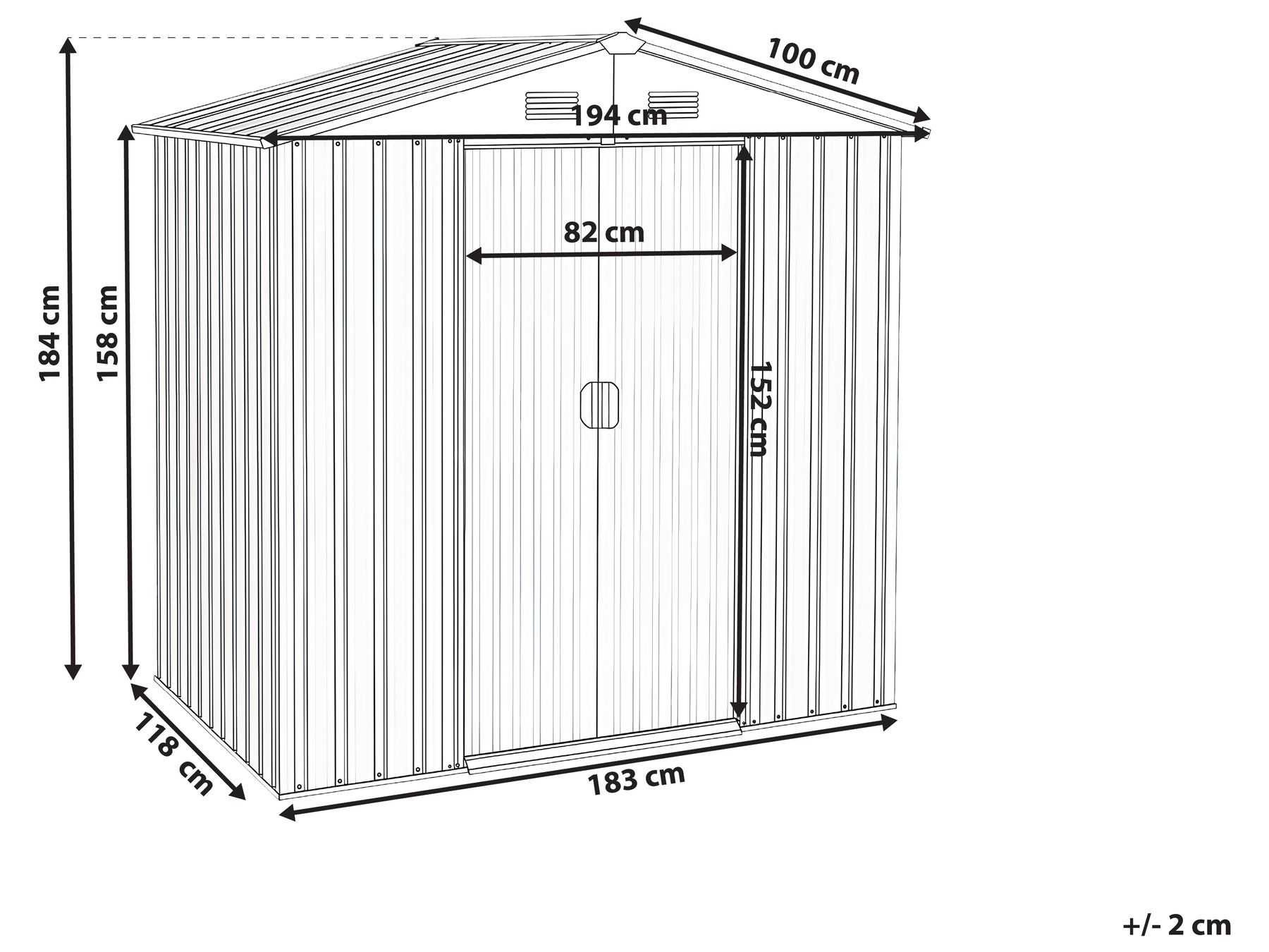 Gerätehaus CIRELLA 194 cm 118 cm Metall Graphitgrau_1022635