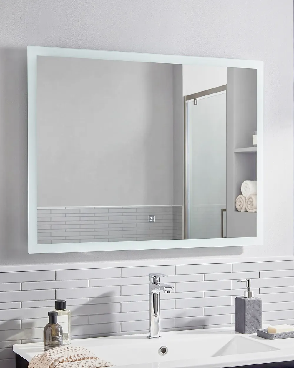 LED-Badezimmer-Spiegel ADOUR 80 cm 60 cm Silber_816346