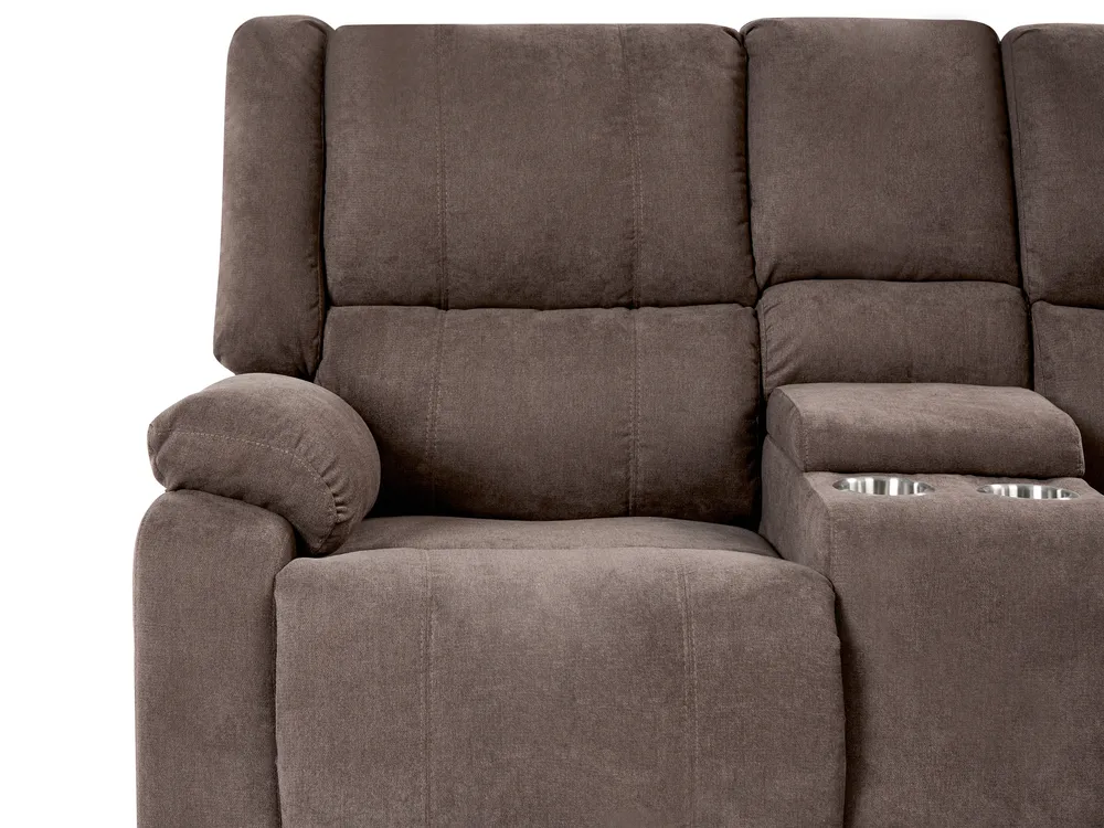 Ecksofa elektrisch verstellbar 5-Sitzer ROKKE mit USB-Anschluss Stoff Braun linksseitig_851493