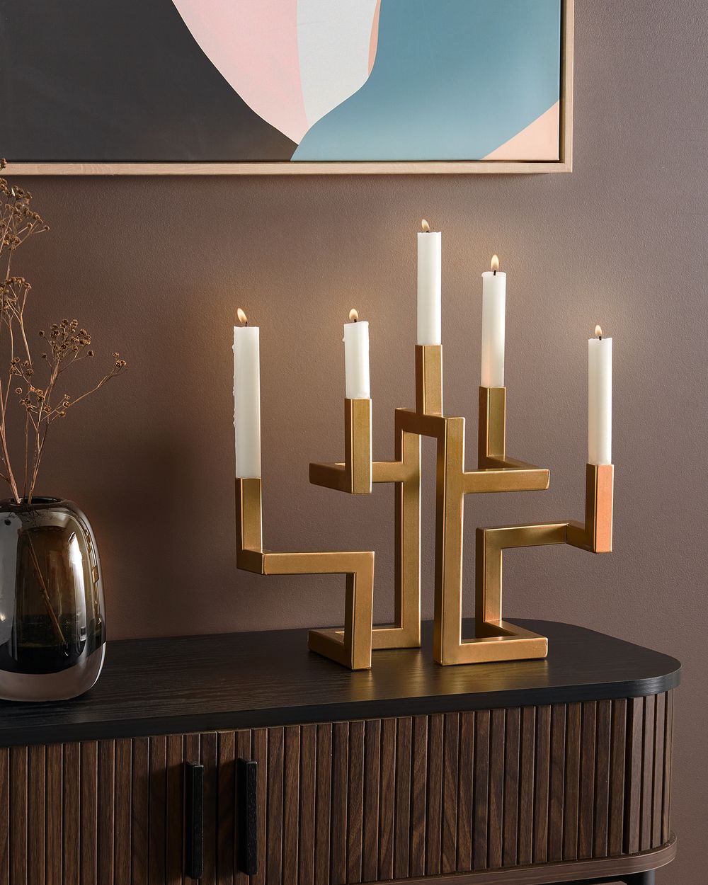 Candle Holder RAPOSO 30 cm Metal Gold