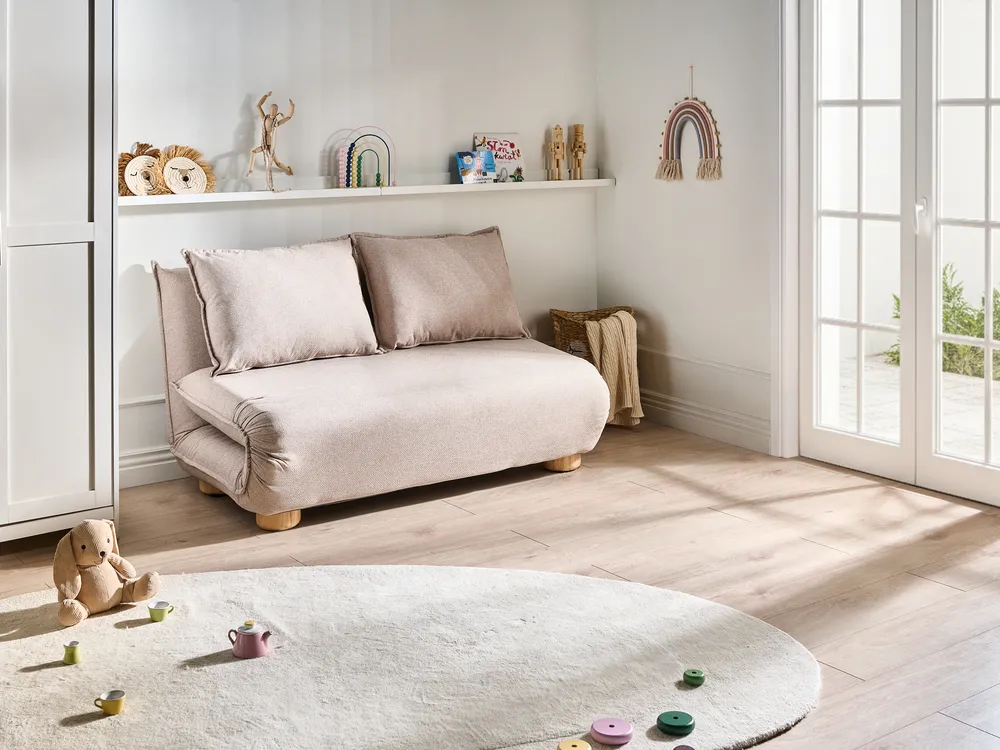 Schlafsofa 2-Sitzer ABISKO Kunstleinen Beige