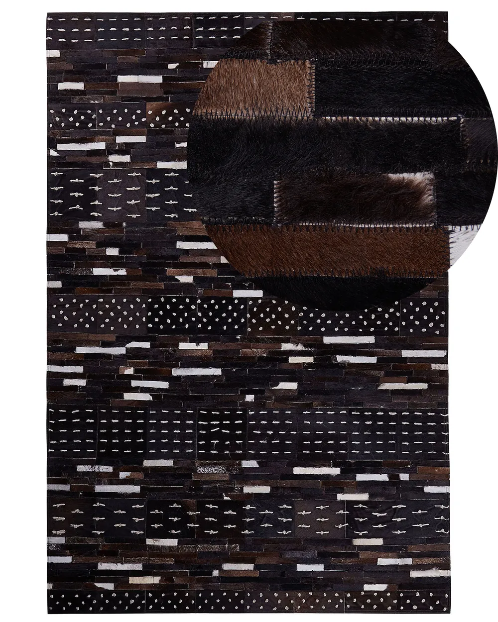 Teppich AKSEKI Dunkelbraun 160 x 230 cm Echtleder