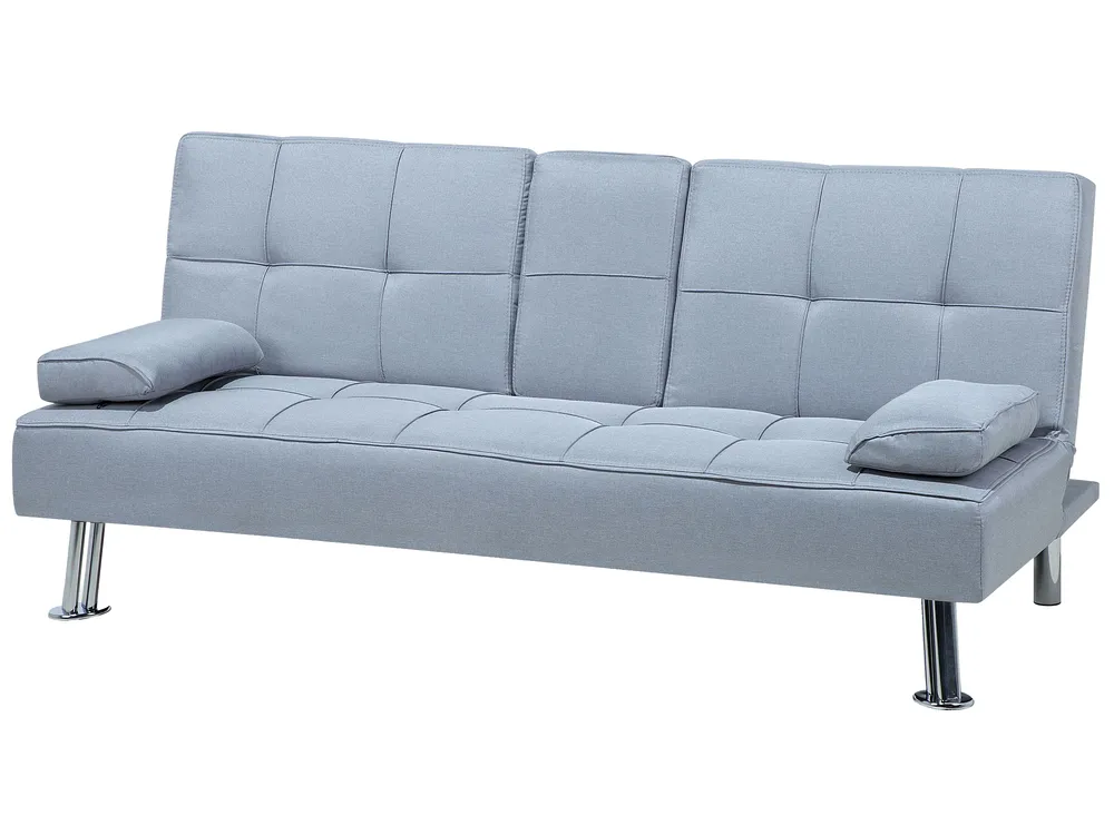 Sofa Bed 3 Seater ROXEN Fabric Light Grey_701997