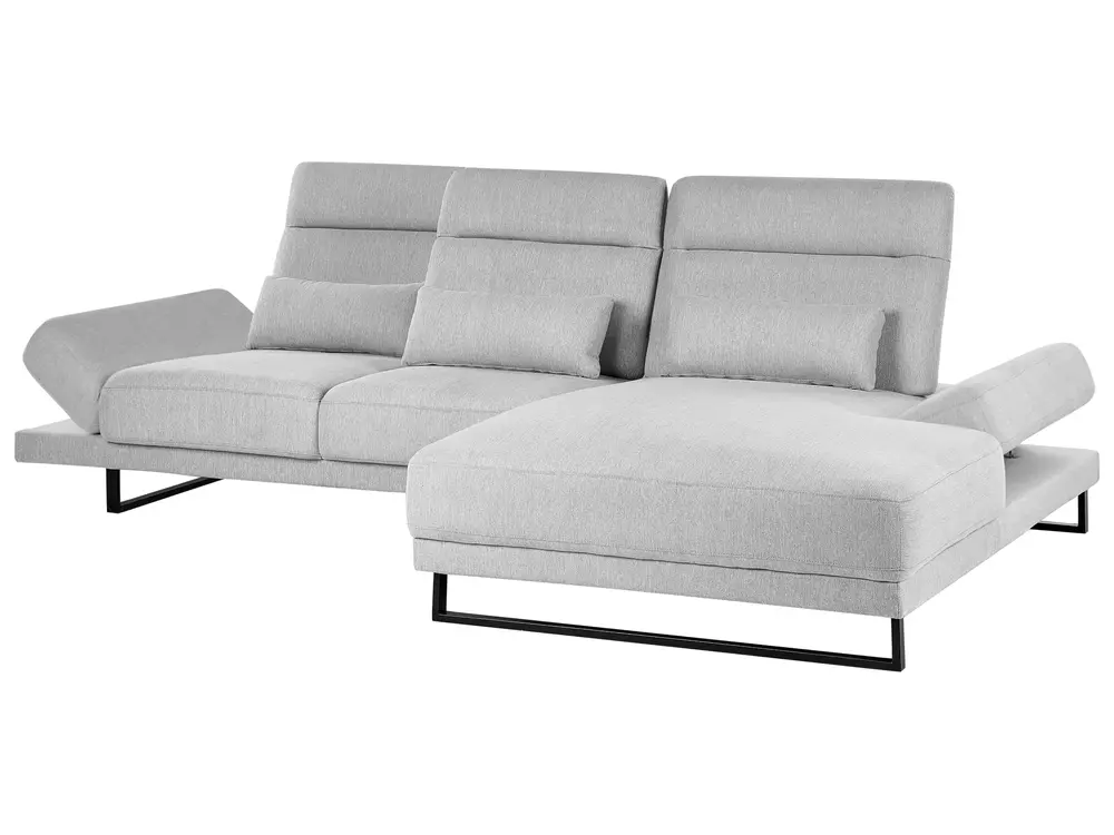 Ecksofa 4-Sitzer IKAST Stoff Hellgrau linksseitig_959803