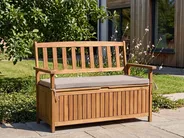Gartenbank mit Auflage SOVANA 120 cm mit Stauraum Akazienholz Beige_1110049