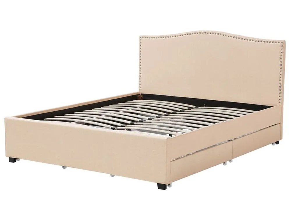 Bett mit Schubladen MONTPELLIER Stoff Beige 180 x 200 cm_754261