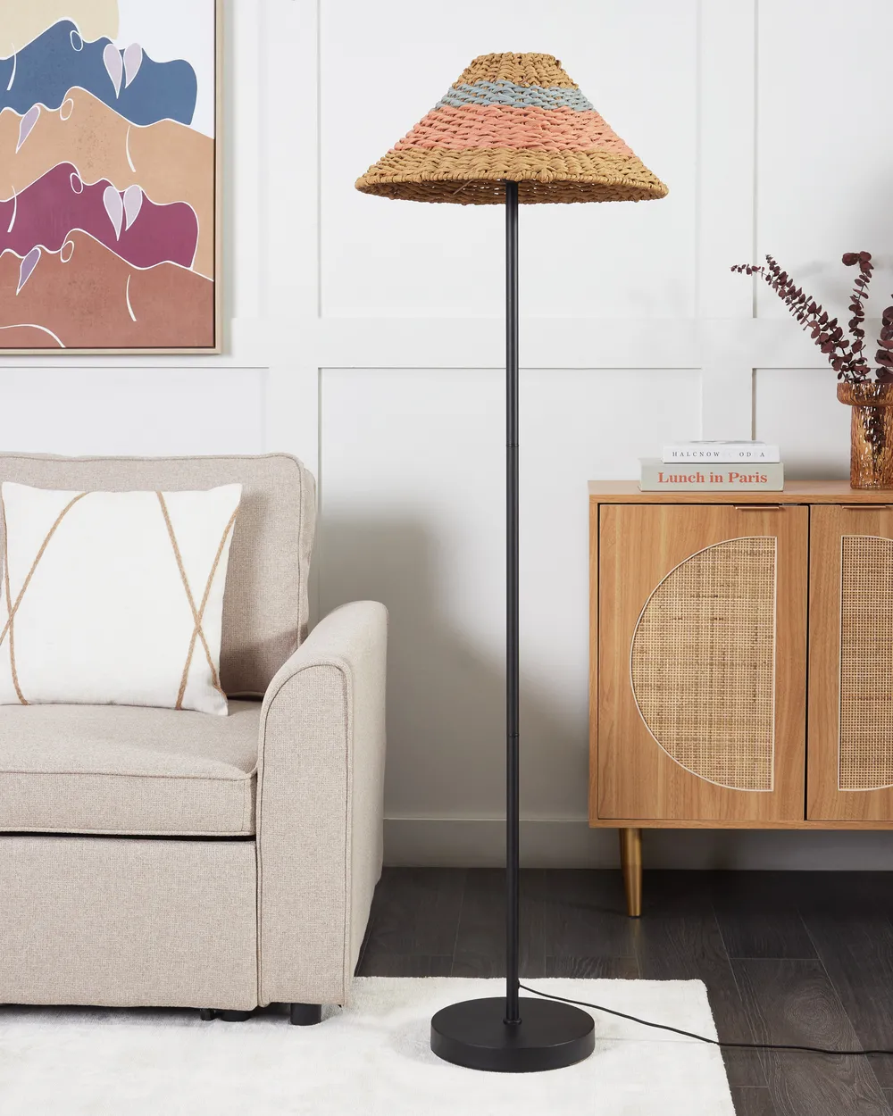 Floor Lamp KYOGA Paper Rope Beige_914543