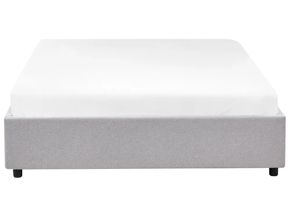 Bed with Storage Drawers without Headboard PRADES Fabric Light Grey 140 x 200 cm (EU Double)_996095