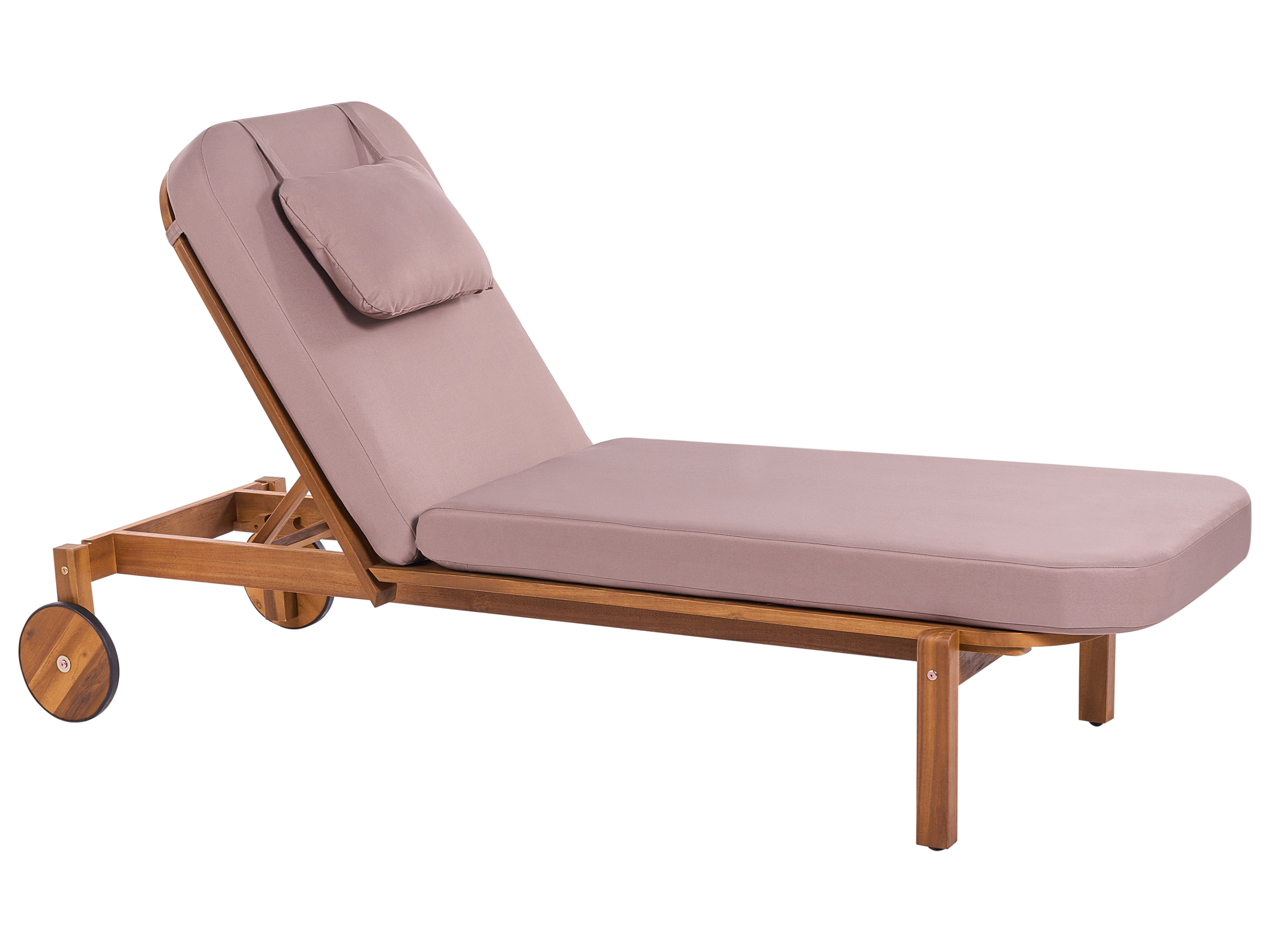 Sonnenliege mit Kissen LATERZA  mit Relaxfunktion zertifiziertes Akazienholz Taupe_1165873