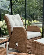 Lounge Set mit Tisch und Ottomane 2-Sitzer PONZA Polyrattan Braun_1008941