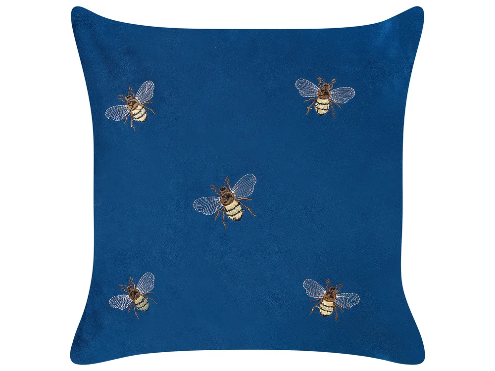 Dekokissen 2er Set TALINUM 45 x 45 cm Samtstoff Blau Tiermuster_857901