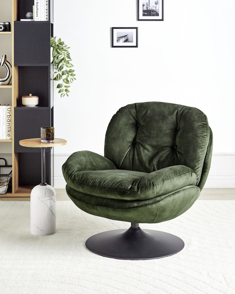 Swivel Armchair NOLVIK Velvet Dark Green