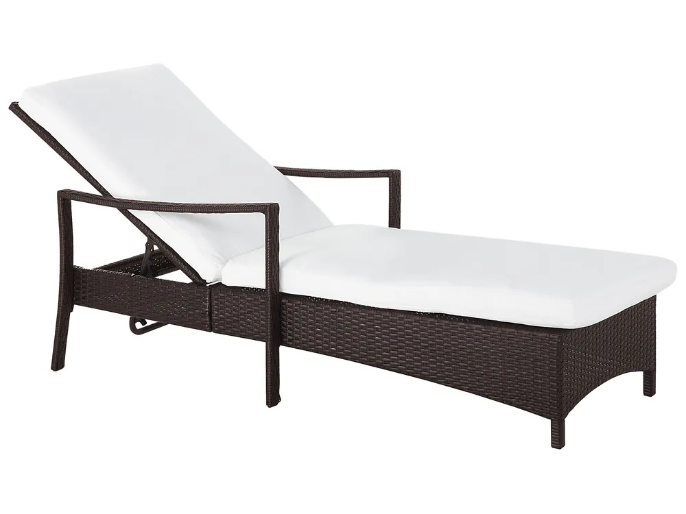 Sonnenliege mit Kissen VASTO mit Relaxfunktion Polyrattan Braun