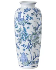Blumenvase GUADIX 35 cm Porzellan Weiß / Blau_1052772