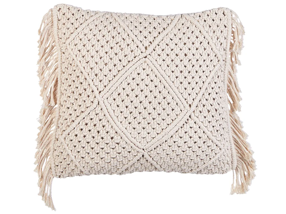 Set of 2 Decorative Cushions BESHAM 45 x 45 cm Cotton Light Beige Geometric Pattern_904589